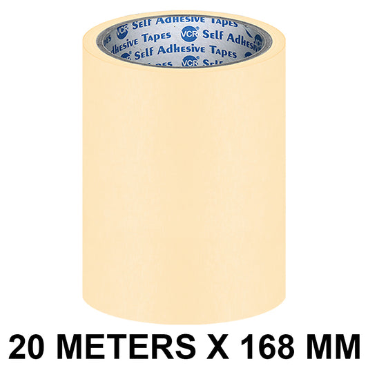 VCR Masking Tape - 20 Meters in Length 168mm / 07" Width - Easy Tear Tape, Best for Carpenter, Labelling, Painting and leaves no residue after a peel.