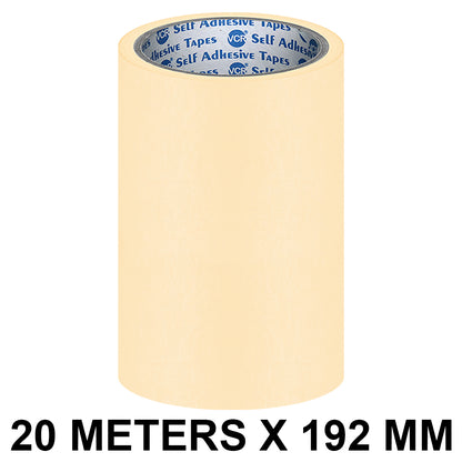VCR Masking Tape - 20 Meters in Length 192mm / " 08" Width - Easy Tear Tape, Best for Carpenter, Labelling, Painting and leaves no residue after a peel.