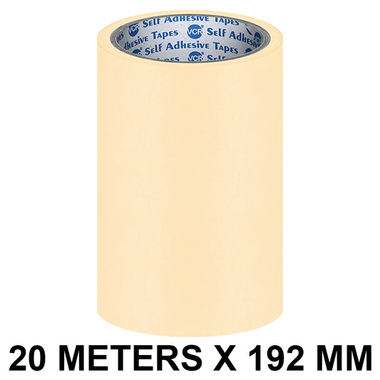VCR Masking Tape - 20 Meters in Length 192mm / " 08" Width - Easy Tear Tape, Best for Carpenter, Labelling, Painting and leaves no residue after a peel.