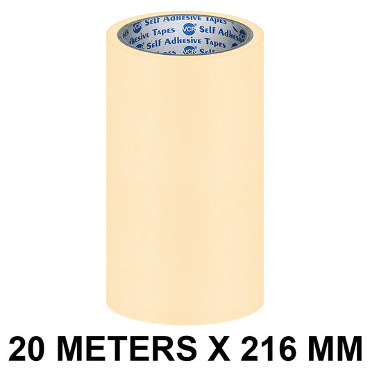 VCR Masking Tape - 20 Meters in Length 216mm / " 09" Width - Easy Tear Tape, Best for Carpenter, Labelling, Painting and leaves no residue after a peel.