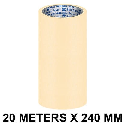 VCR Masking Tape - 20 Meters in Length 240mm / " 10" Width - Easy Tear Tape, Best for Carpenter, Labelling, Painting and leaves no residue after a peel.
