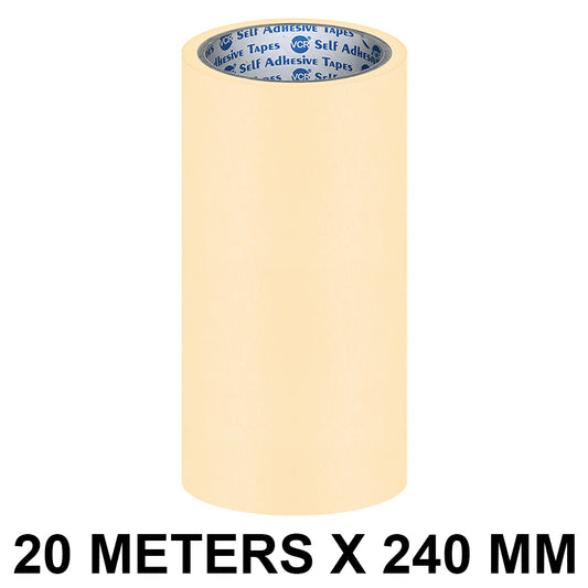 VCR Masking Tape - 20 Meters in Length 240mm / " 10" Width - Easy Tear Tape, Best for Carpenter, Labelling, Painting and leaves no residue after a peel.