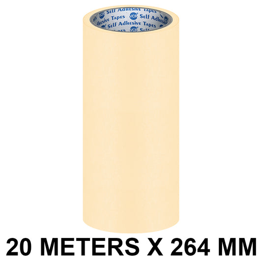 VCR Masking Tape - 20 Meters in Length 264mm / " 11" Width - Easy Tear Tape, Best for Carpenter, Labelling, Painting and leaves no residue after a peel.