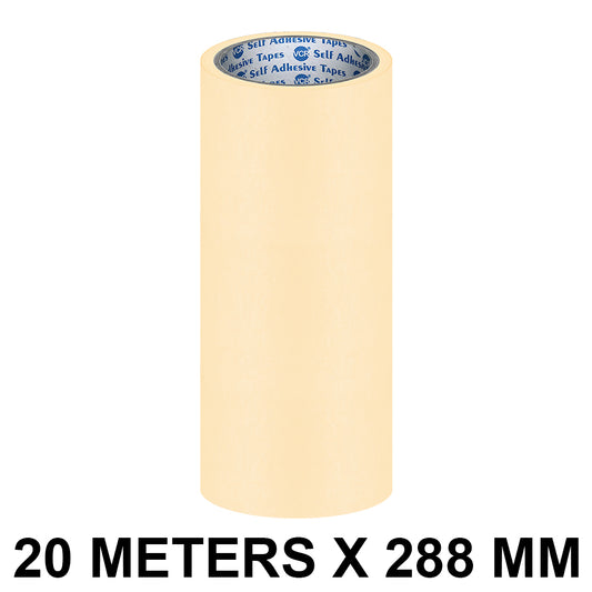 VCR Masking Tape - 20 Meters in Length 288mm / " 12" Width - Easy Tear Tape, Best for Carpenter, Labelling, Painting and leaves no residue after a peel.