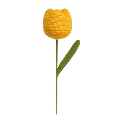 VCR Handmade Crochet Mango Tulip - Hand Woven Knitted Artificial Mango Tulip Hand Knitted Flower for office Desk, Table, Car, Bedroom, Wedding & Special Occasions