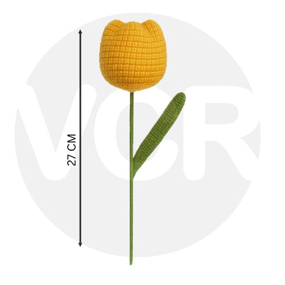 VCR Handmade Crochet Mango Tulip - Hand Woven Knitted Artificial Mango Tulip Hand Knitted Flower for office Desk, Table, Car, Bedroom, Wedding & Special Occasions