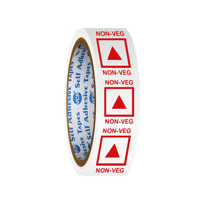 VCR Non - Veg Tape Printed - 35 Meters in Length - 24mm / 1" Width - Non - Veg Printed Tape With Red Marking, Self Adhesive Tape for Packing Boxes