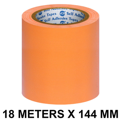VCR Orange Duct Tape - 18 Meters in Length 144mm / 6" Width - Strong Book Binding Tape - Waterproof Heavy Duty Duct Tape