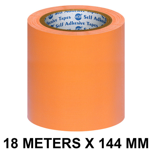 VCR Orange Duct Tape - 18 Meters in Length 144mm / 6" Width - Strong Book Binding Tape - Waterproof Heavy Duty Duct Tape