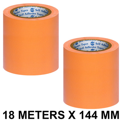 VCR Orange Duct Tape - 18 Meters in Length 144mm / 6" Width - Strong Book Binding Tape - Waterproof Heavy Duty Duct Tape