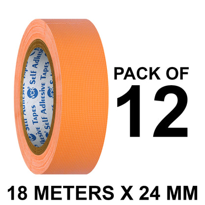 VCR Orange Duct Tape - 18 Meters in Length 24mm / 1" Width - Strong Book Binding Tape - Waterproof Heavy Duty Duct Tape