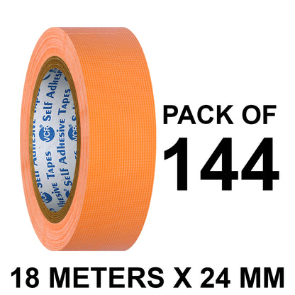 VCR Orange Duct Tape - 18 Meters in Length 24mm / 1" Width - Strong Book Binding Tape - Waterproof Heavy Duty Duct Tape