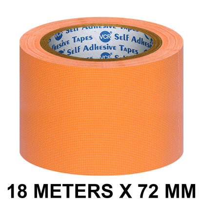 VCR Orange Duct Tape - 18 Meters in Length 72mm / 3" Width - Strong Book Binding Tape - Waterproof Heavy Duty Duct Tape