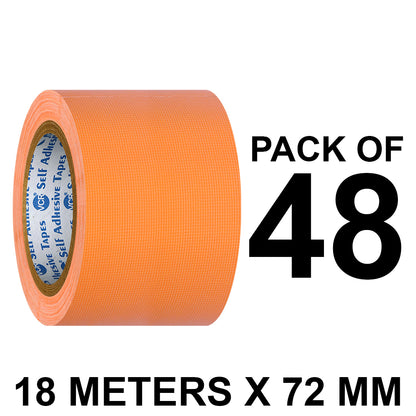 VCR Orange Duct Tape - 18 Meters in Length 72mm / 3" Width - Strong Book Binding Tape - Waterproof Heavy Duty Duct Tape