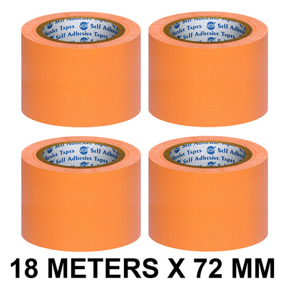 VCR Orange Duct Tape - 18 Meters in Length 72mm / 3" Width - Strong Book Binding Tape - Waterproof Heavy Duty Duct Tape