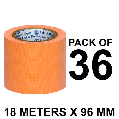 VCR Orange Duct Tape - 18 Meters in Length 96mm / 4" Width - Strong Book Binding Tape - Waterproof Heavy Duty Duct Tape