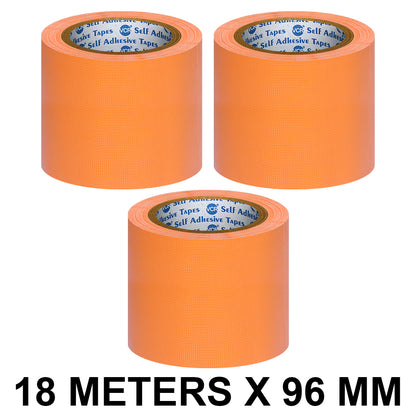 VCR Orange Duct Tape - 18 Meters in Length 96mm / 4" Width - Strong Book Binding Tape - Waterproof Heavy Duty Duct Tape