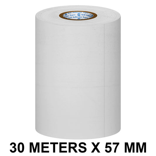 VCR White Thermal Paper POS Roll - 57mm / 2 inches Width x 30 Meters in Length - Pack of 1 Roll for Printing Receipts - Billing Machines/Register - 55 GSM Thickness - Black Colour Printing