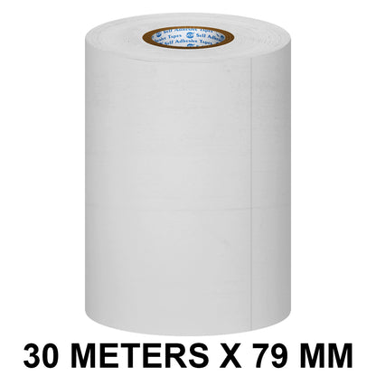 VCR White Thermal Paper POS Roll - 79mm / 3 inches Width x 30 Meters in Length - Pack of 1 Roll for Printing Receipts - Billing Machines/Register - 55 GSM Thickness - Black Colour Printing