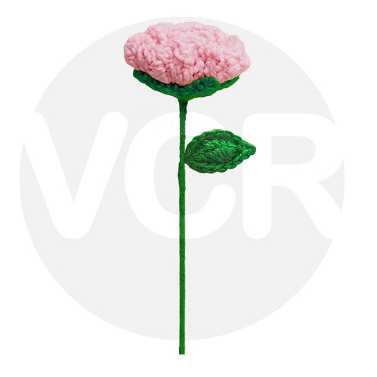 VCR Handmade Crochet Pink Rose - Pack of 1 - Hand Woven Knitted Artificial Pink Rose Hand Knitted Flower for office Desk, Table, Car, Bedroom, Wedding & Special Occasions