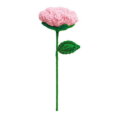 VCR Handmade Crochet Pink Rose - Pack of 1 - Hand Woven Knitted Artificial Pink Rose Hand Knitted Flower for office Desk, Table, Car, Bedroom, Wedding & Special Occasions