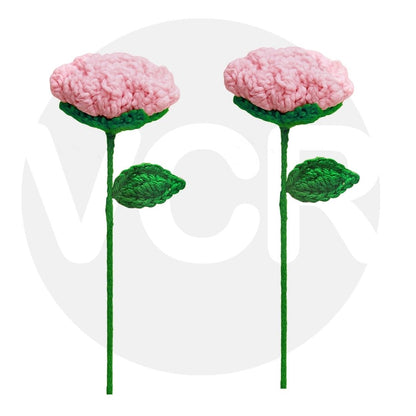 VCR Handmade Crochet Pink Rose - Pack of 1 - Hand Woven Knitted Artificial Pink Rose Hand Knitted Flower for office Desk, Table, Car, Bedroom, Wedding & Special Occasions