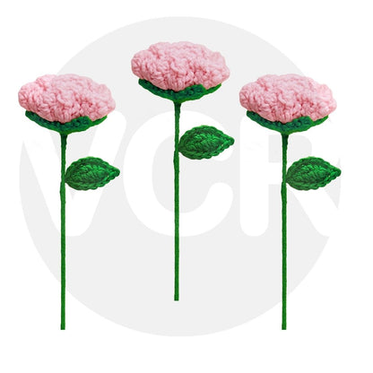 VCR Handmade Crochet Pink Rose - Pack of 1 - Hand Woven Knitted Artificial Pink Rose Hand Knitted Flower for office Desk, Table, Car, Bedroom, Wedding & Special Occasions