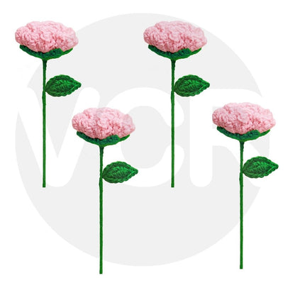 VCR Handmade Crochet Pink Rose - Pack of 1 - Hand Woven Knitted Artificial Pink Rose Hand Knitted Flower for office Desk, Table, Car, Bedroom, Wedding & Special Occasions