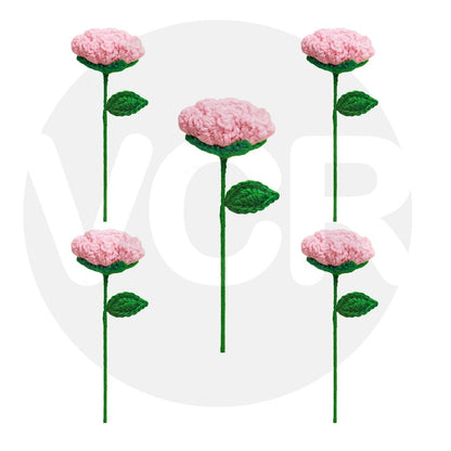 VCR Handmade Crochet Pink Rose - Pack of 1 - Hand Woven Knitted Artificial Pink Rose Hand Knitted Flower for office Desk, Table, Car, Bedroom, Wedding & Special Occasions