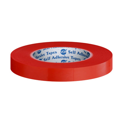 VCR RED Strong Acrylic Transparent Adhesive - Double Sided Heat Resistant - (Polyester Tape) - 45 Meters in Length - 12mm Width - 1 Roll Per Pack