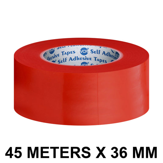 VCR RED Strong Acrylic Transparent Adhesive - Double Sided Heat Resistant - (Polyester Tape) - 45 Meters in Length - 36mm Width - 1 Roll Per Pack