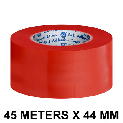 VCR RED Strong Acrylic Transparent Adhesive - Double Sided Heat Resistant - (Polyester Tape) - 45 Meters in Length - 44mm Width - 1 Roll Per Pack