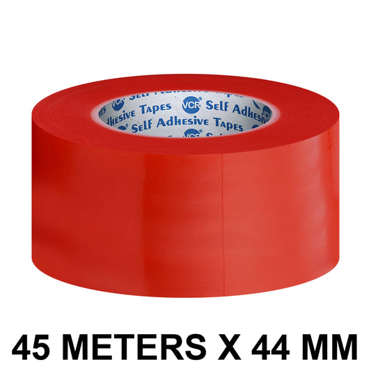 VCR RED Strong Acrylic Transparent Adhesive - Double Sided Heat Resistant - (Polyester Tape) - 45 Meters in Length - 44mm Width - 1 Roll Per Pack