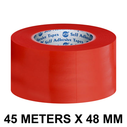 VCR RED Strong Acrylic Transparent Adhesive - Double Sided Heat Resistant - (Polyester Tape) - 45 Meters in Length - 48mm Width - 1 Roll Per Pack