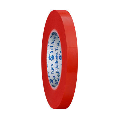 VCR RED Strong Acrylic Transparent Adhesive - Double Sided Heat Resistant - (Polyester Tape) - 45 Meters in Length - 08mm Width - 1 Roll Per Pack