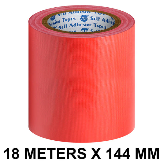 VCR Red Duct Tape - 18 Meters in Length 144mm / 6" Width - Strong Book Binding Tape - Waterproof Heavy Duty Duct Tape