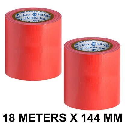 VCR Red Duct Tape - 18 Meters in Length 144mm / 6" Width - Strong Book Binding Tape - Waterproof Heavy Duty Duct Tape