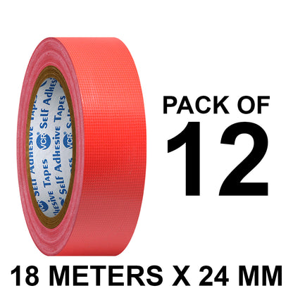 VCR Red Duct Tape - 18 Meters in Length 24mm / 1" Width - Strong Book Binding Tape - Waterproof Heavy Duty Duct Tape
