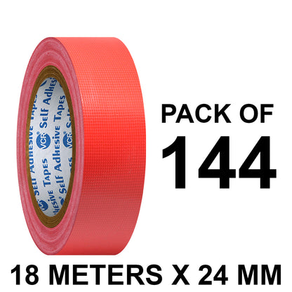 VCR Red Duct Tape - 18 Meters in Length 24mm / 1" Width - Strong Book Binding Tape - Waterproof Heavy Duty Duct Tape
