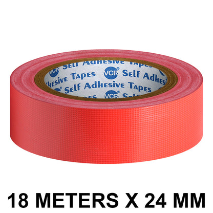 VCR Red Duct Tape - 18 Meters in Length 24mm / 1" Width - Strong Book Binding Tape - Waterproof Heavy Duty Duct Tape