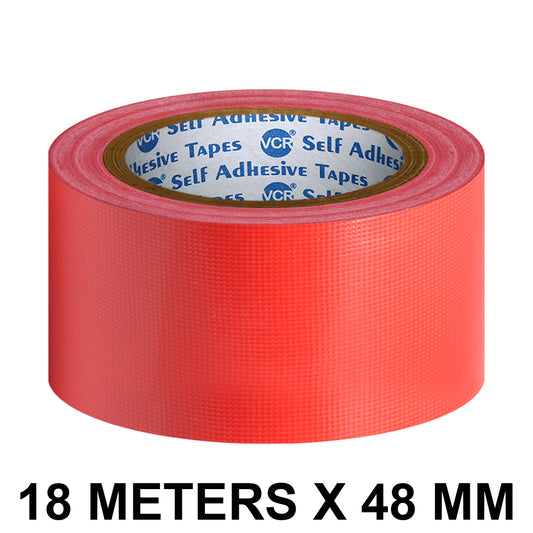 VCR Red Duct Tape - 18 Meters in Length 48mm / 2" Width - Strong Book Binding Tape - Waterproof Heavy Duty Duct Tape