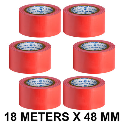 VCR Red Duct Tape - 18 Meters in Length 48mm / 2" Width - Strong Book Binding Tape - Waterproof Heavy Duty Duct Tape