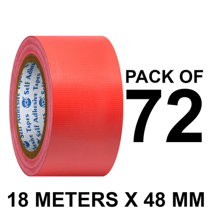 VCR Red Duct Tape - 18 Meters in Length 48mm / 2" Width - Strong Book Binding Tape - Waterproof Heavy Duty Duct Tape