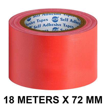 VCR Red Duct Tape - 18 Meters in Length 72mm / 3" Width - Strong Book Binding Tape - Waterproof Heavy Duty Duct Tape