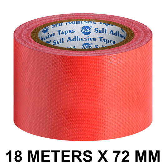 VCR Red Duct Tape - 18 Meters in Length 72mm / 3" Width - Strong Book Binding Tape - Waterproof Heavy Duty Duct Tape