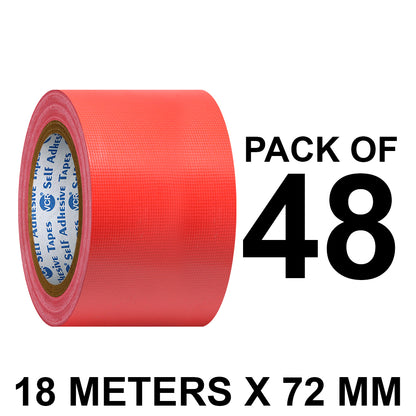 VCR Red Duct Tape - 18 Meters in Length 72mm / 3" Width - Strong Book Binding Tape - Waterproof Heavy Duty Duct Tape