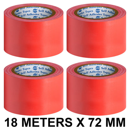 VCR Red Duct Tape - 18 Meters in Length 72mm / 3" Width - Strong Book Binding Tape - Waterproof Heavy Duty Duct Tape