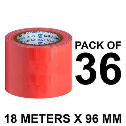VCR Red Duct Tape - 18 Meters in Length 96mm / 4" Width - Strong Book Binding Tape - Waterproof Heavy Duty Duct Tape