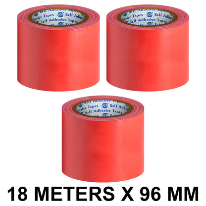 VCR Red Duct Tape - 18 Meters in Length 96mm / 4" Width - Strong Book Binding Tape - Waterproof Heavy Duty Duct Tape