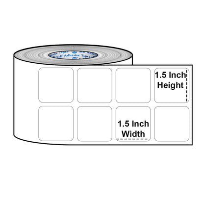 VCR 1.5 x 1.5 Direct Thermal Barcode Label Sticker - 1.5 x 1.5 inches - 38mm x 38mm - 2 Ups - 2000 Labels Per Roll - Pack of 1 Roll - White Self Adhesive Barcoding Sticker 1 inch core